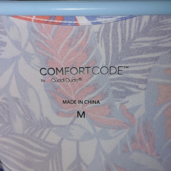 Cuddl Duds Leaf Print Dress in Blue and Pink, Size M - Picture 2 of 4